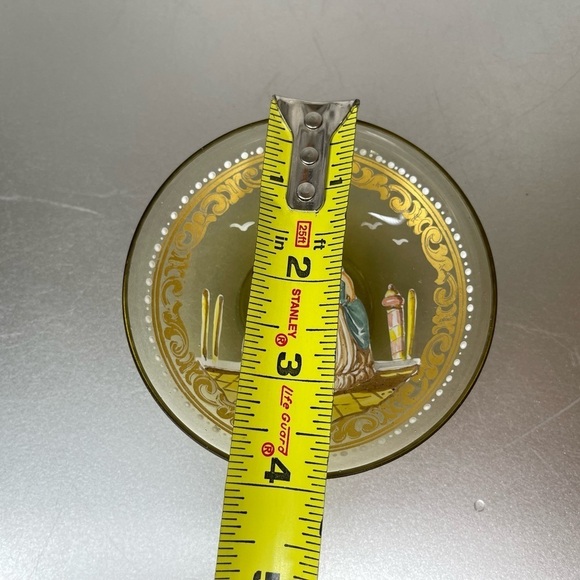 SALVIATI & C MURANO HAND PAINTED VENETIAN GLASS TRINKET DISH Bowl Yellow Italy - Picture 4 of 6